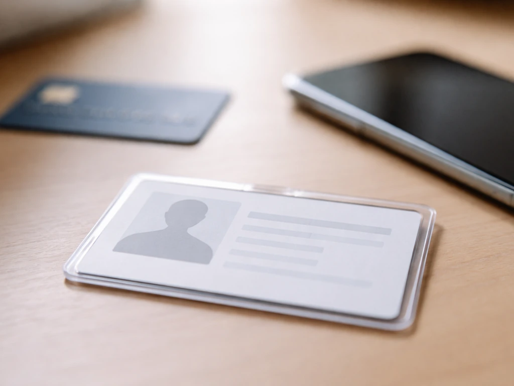 Close-up of a passport photo ID card blurred background with a credit card and smartphone, symbolizing identity verifica