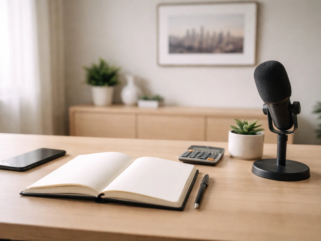Quiet desk with calculator and blank notebook, symbolizing credible financial estimation work.