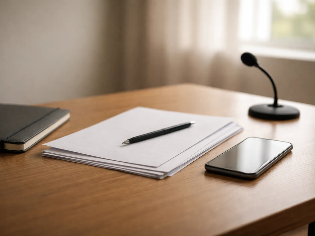 Anonymous office desk setup with documents and a smartphone, symbolizing identity verification and name mix-ups